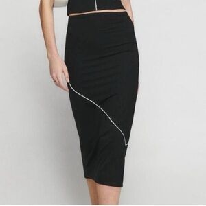 Reformation Lydia Black Knit Midi Skirt Womens Size Large